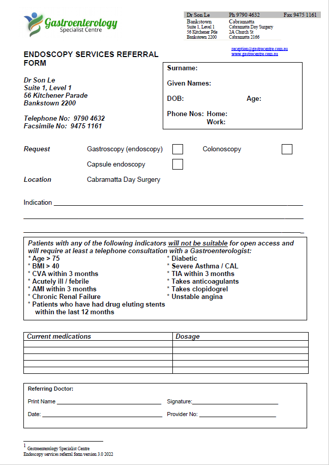 Endoscopy Referral Form PDF